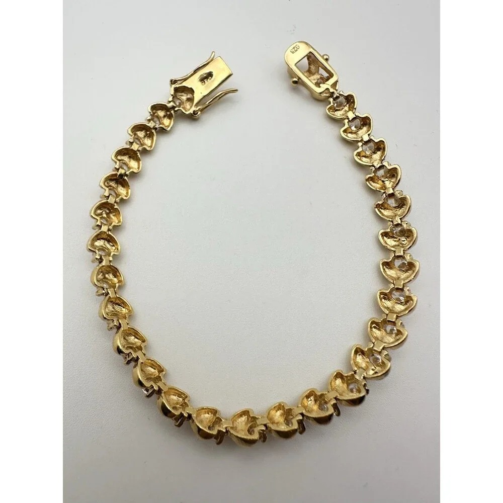 FAS Vermeil Gold over Sterling Silver 925 C Z Tennis Bracelet 7.5-inches
